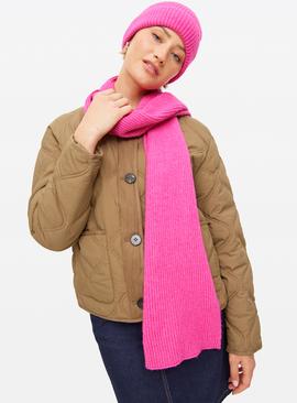 Fuchsia Pink Ribbed Knitted Scarf One Size