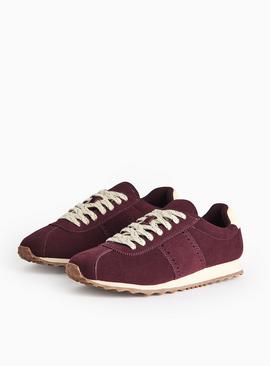 Burgundy Suede Jogger Trainers