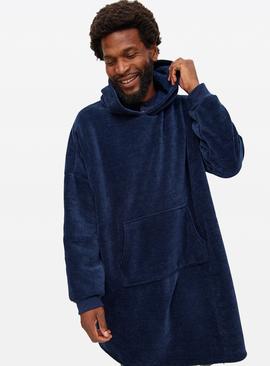 Navy Chenille Hooded Blanket