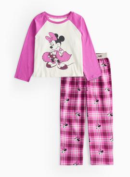 Disney Minnie Mouse Printed Pink Check Pyjamas