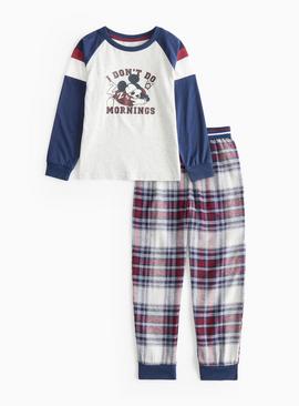 Mickey Mouse Mornings Slogan Printed Pyjamas