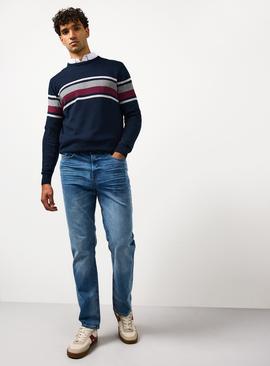 Mid Rinse Straight Leg Denim Jeans