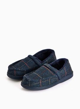 Navy Check A-Line Slippers