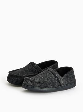 Grey Herringbone Slippers