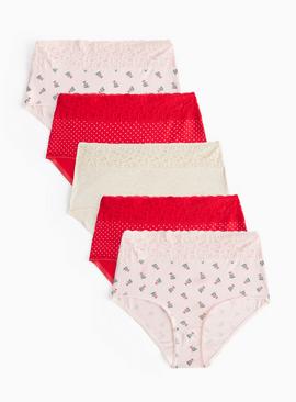 Christmas Mistletoe Printed Full Knickers 5 Pack