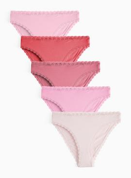 Pink Modal Blend High Leg Knickers 5 Pack