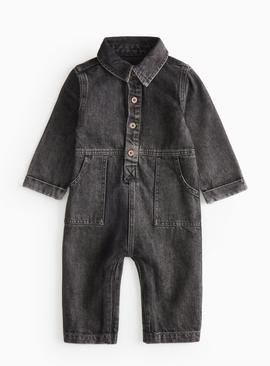 Black Wash Denim Boilersuit
