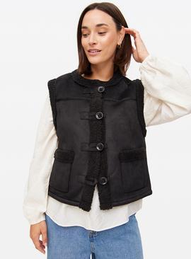 Black Faux Shearling Gilet