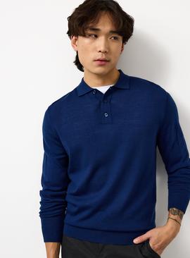 Merino Wool Long Sleeve Polo