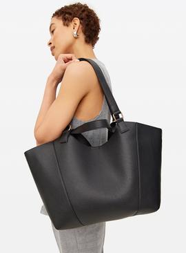 Black Faux Leather Shopper Bag One Size