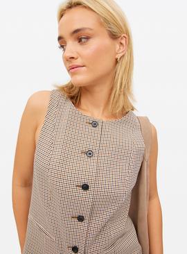 Brown Dogtooth Sleeveless Co-ord Waistcoat