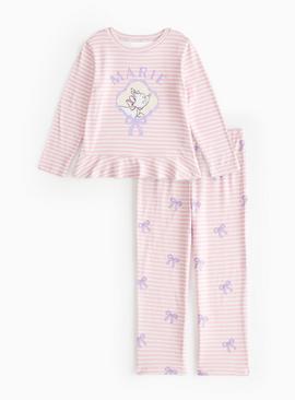 Disney Marie Pink Striped Print Jersey Pyjamas