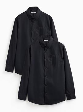 Black Long Sleeve Slim Fit Shirts 2 Pack