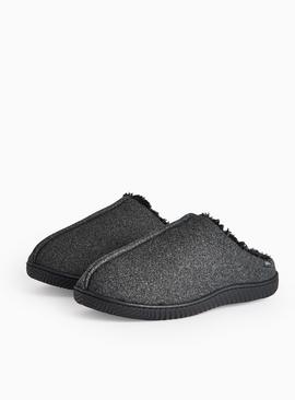 Grey Felt Seam Detail Mule Slippers