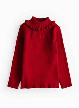 Red Roll Neck Knitted Jumper