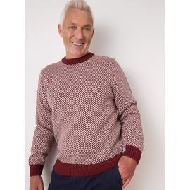 UNION WORKS Dark Red Zig Zag Stitch Crew Jumper