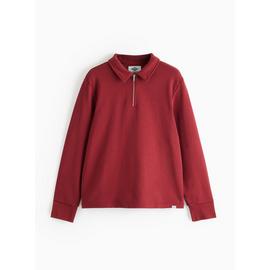 UNION WORKS Dark Red Zip Jersey Polo Sweatshirt