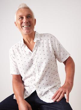 UNION WORKS White Geometric Micro Print Shirt