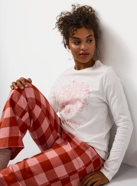 Autumn Cosy Slogan Check Printed Pyjamas