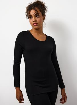 Black Brushed Thermal Long Sleeve Top