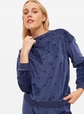 Navy Carved Spot Slinky Pyjama Set