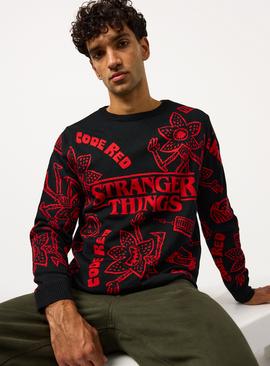 Mini Me Men's Stranger Things Black Crew Neck Jumper