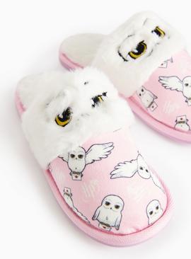 Pink Hedwig Plush Faux Fur Slippers