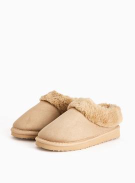 Sand Faux Fur Platform Mule Slippers