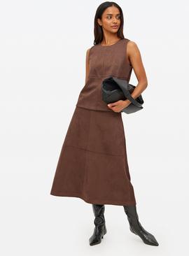 Brown Faux Suede Co-ord Midaxi Skirt