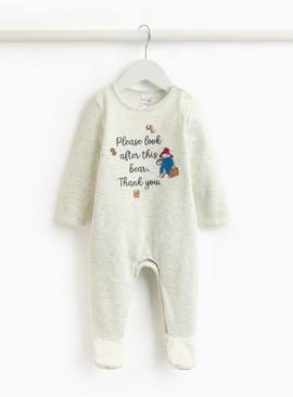 Grey Paddington Embroidered Fleece Sleepsuit