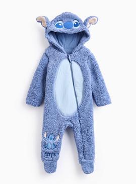 Disney Stitch Blue Fluffy Fleece Hooded Sleepsuit 18-24 months