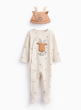 That's Not My Reindeer...Printed Sleepsuit & Hat Set 18-24 months