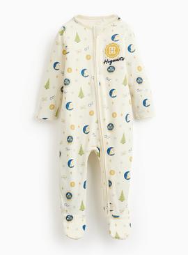 Harry Potter Hogwarts Print Ribbed Sleepsuit