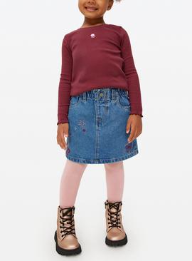 Denim Skirt & Tights Set