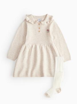 Knitted Frill Collar Skater Dress Set