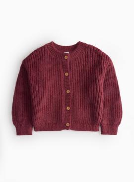 Burgundy Crew Neck Cardigan