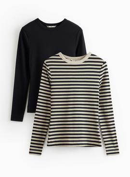 Slim Fit Long Sleeve Top 2 Pack