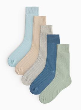 Dusky Ribbed Ankle Socks 5 Packs