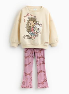 Gabby's Dollhouse Printed Sweatshirt & Purple Flared Leggings