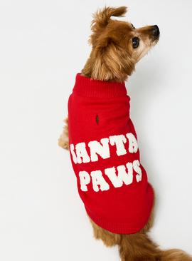 Matching Family Santa Paws Slogan Red Christmas Dog Jumper