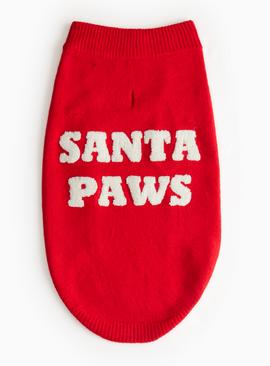 Matching Family Santa Paws Slogan Red Christmas Dog Jumper