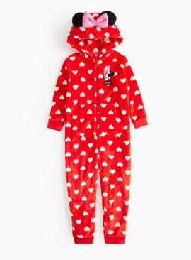 Minnie Mouse Red Printed Fleece All-In-One