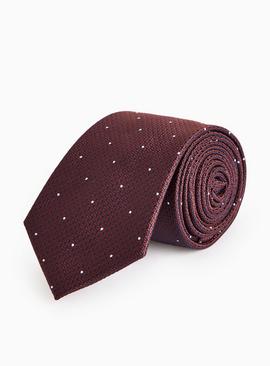 Burgundy Spot Printed Tie One Size