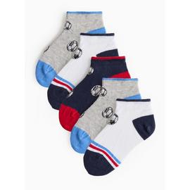 Football Print Trainer Socks 5 Pack