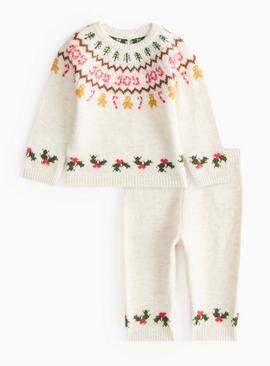 Matching Family Baby Christmas Cream Knitted Set
