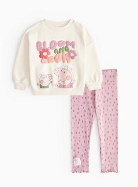 Peppa Pig Cream Graphic Print Sweatshirt & Pink Leggings