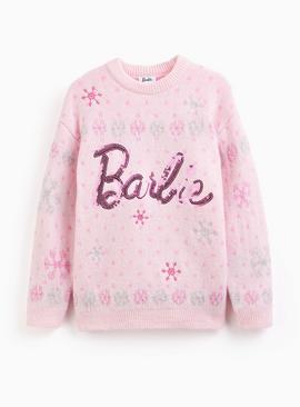 Barbie Pink Sequin Embellished Christmas Jumper