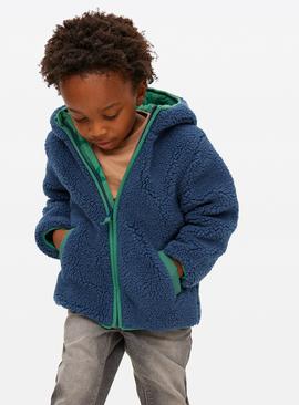 Navy & Green Borg Fleece Jacket