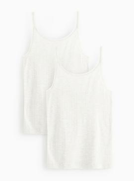 Cream Pointelle Thermal Cami Top 2 Pack