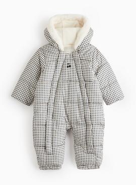 Gingham Printed Fleece Lined Snowsuit